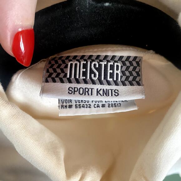 Meister Sports Knits 100% cotton white turtleneck size Medium - Picture 4 of 4